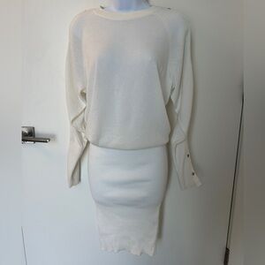 All Saints Cream Knit Sweater Dress